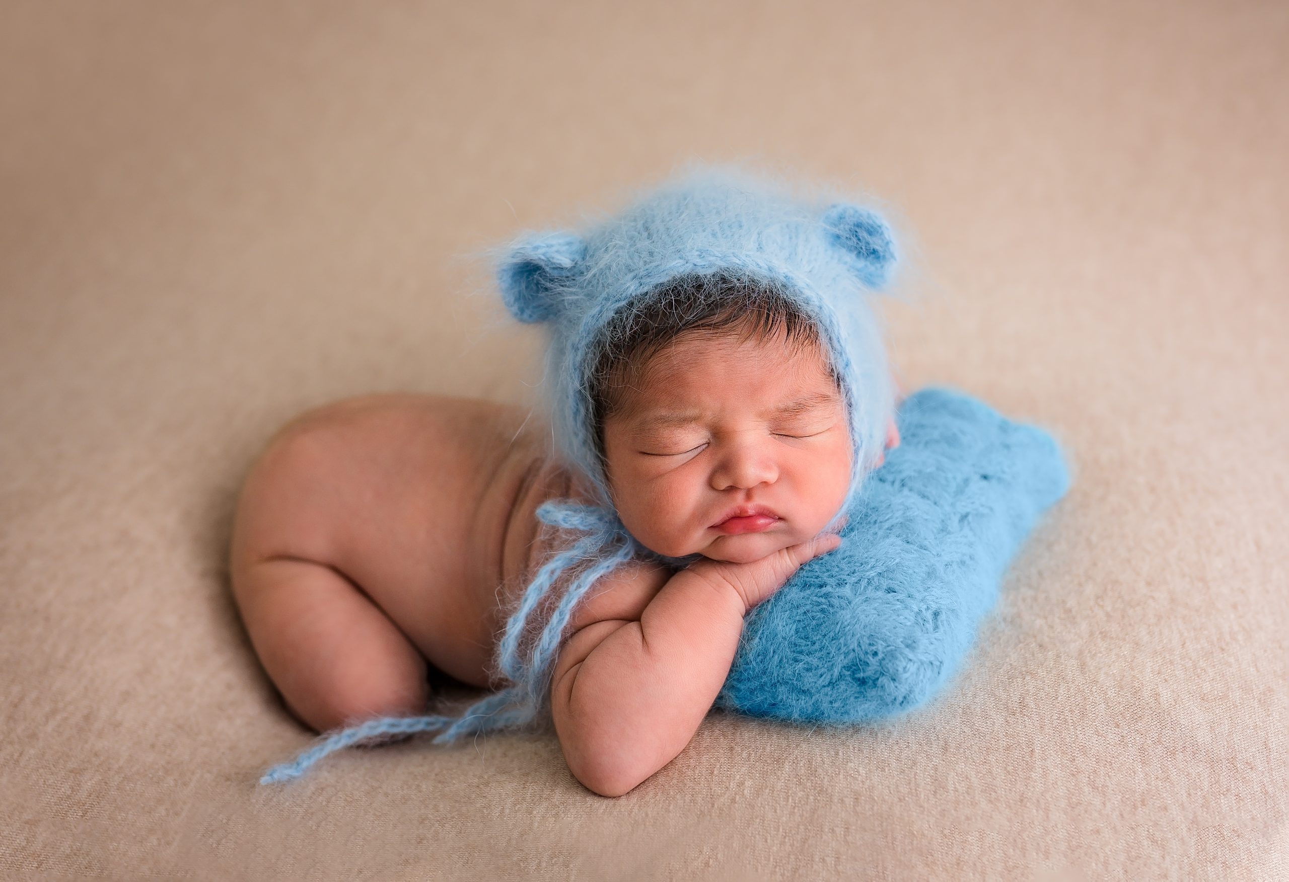 Baby Boy in Blue Bonnet